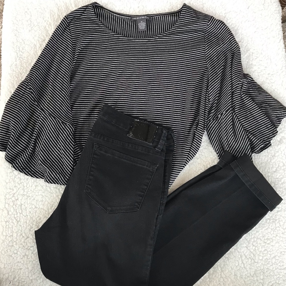 Chelsea & Theodore Black and White striped top